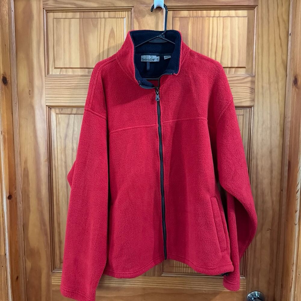 Timberland Red Fleece Full Zip Jacket Size XL